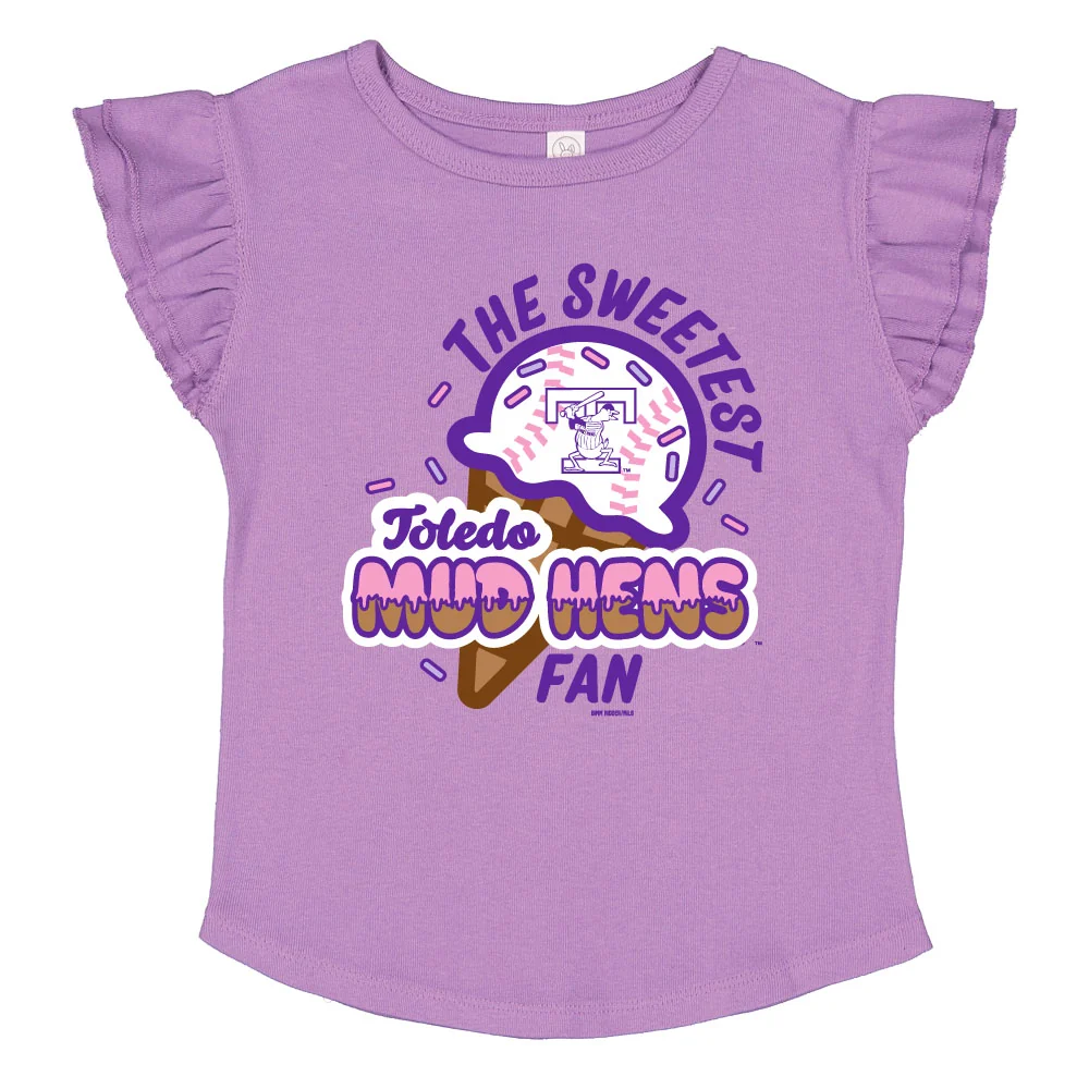 Toledo Mud Hens Datome Toddler Girls Flutter Sleeve T