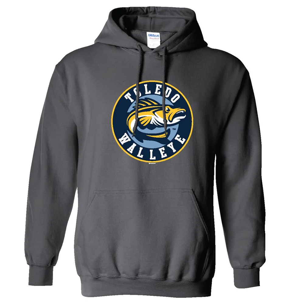 Toledo Walleye Charcoal Retro Crest Hooded Sweatshirt