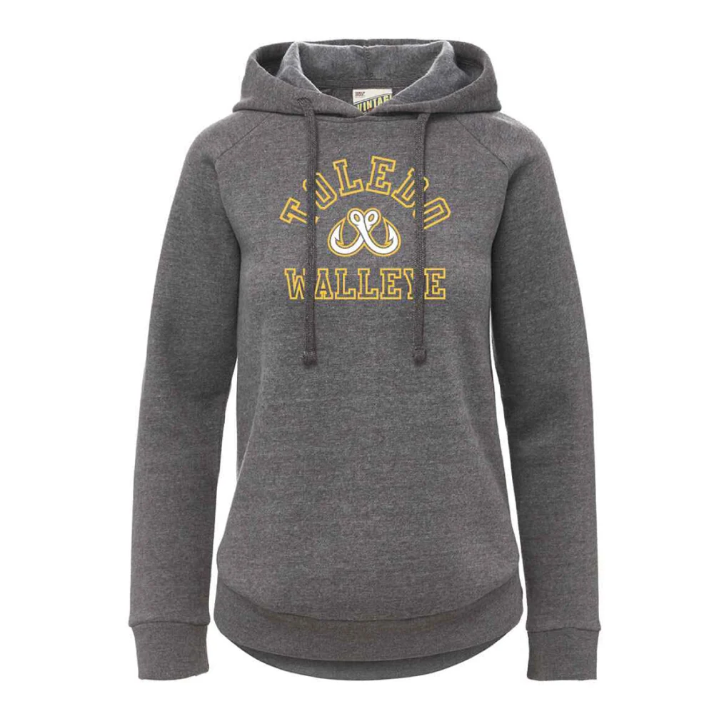 Toledo Walleye Ladies Charcoal Vintage Fleece Hoodie