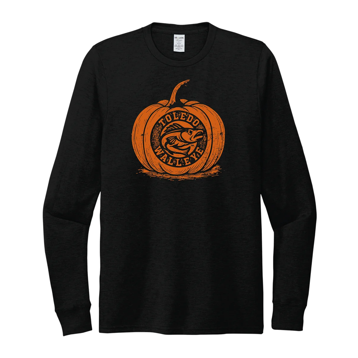 Toledo Walleye Pumpkin Retro Crest Long Sleeve T